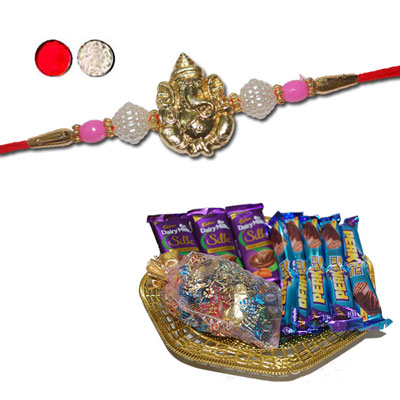 "Rakhi - FR- 8340 A (Single Rakhi), Choco Thali - code RC09 - Click here to View more details about this Product